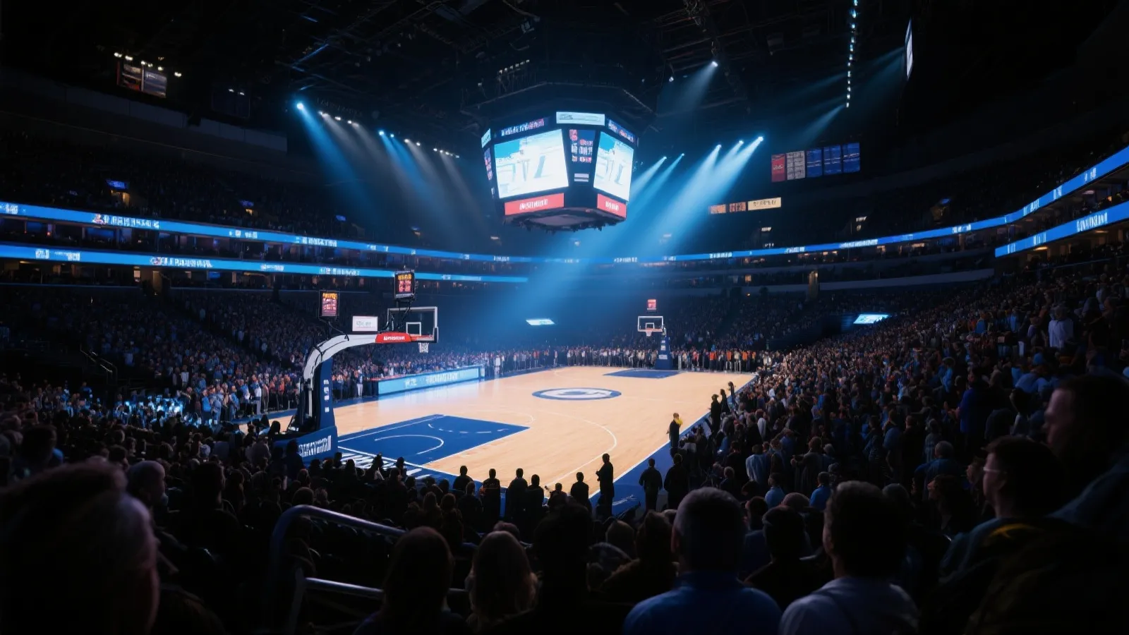 职业篮球赛场全景